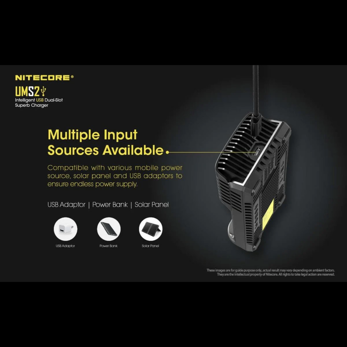 Chargeur rapide NITECORE UMS2 – 2 ports NITECORE