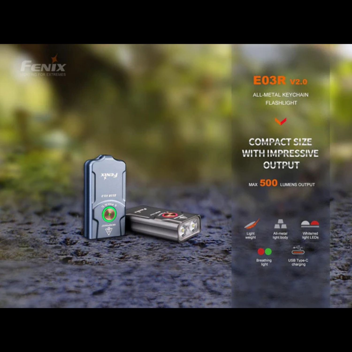 Lampe EDC FENIX E03R V2.0 – 500 lumens rechargeable FENIX