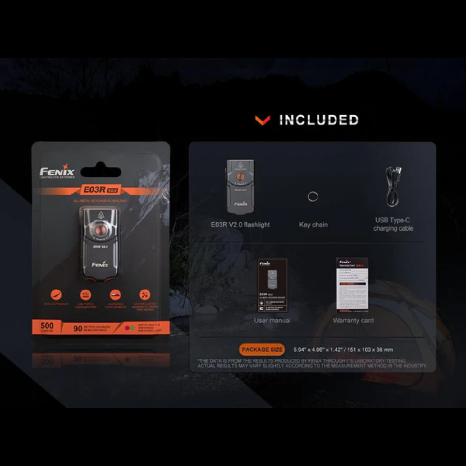 Lampe EDC FENIX E03R V2.0 – 500 lumens rechargeable FENIX