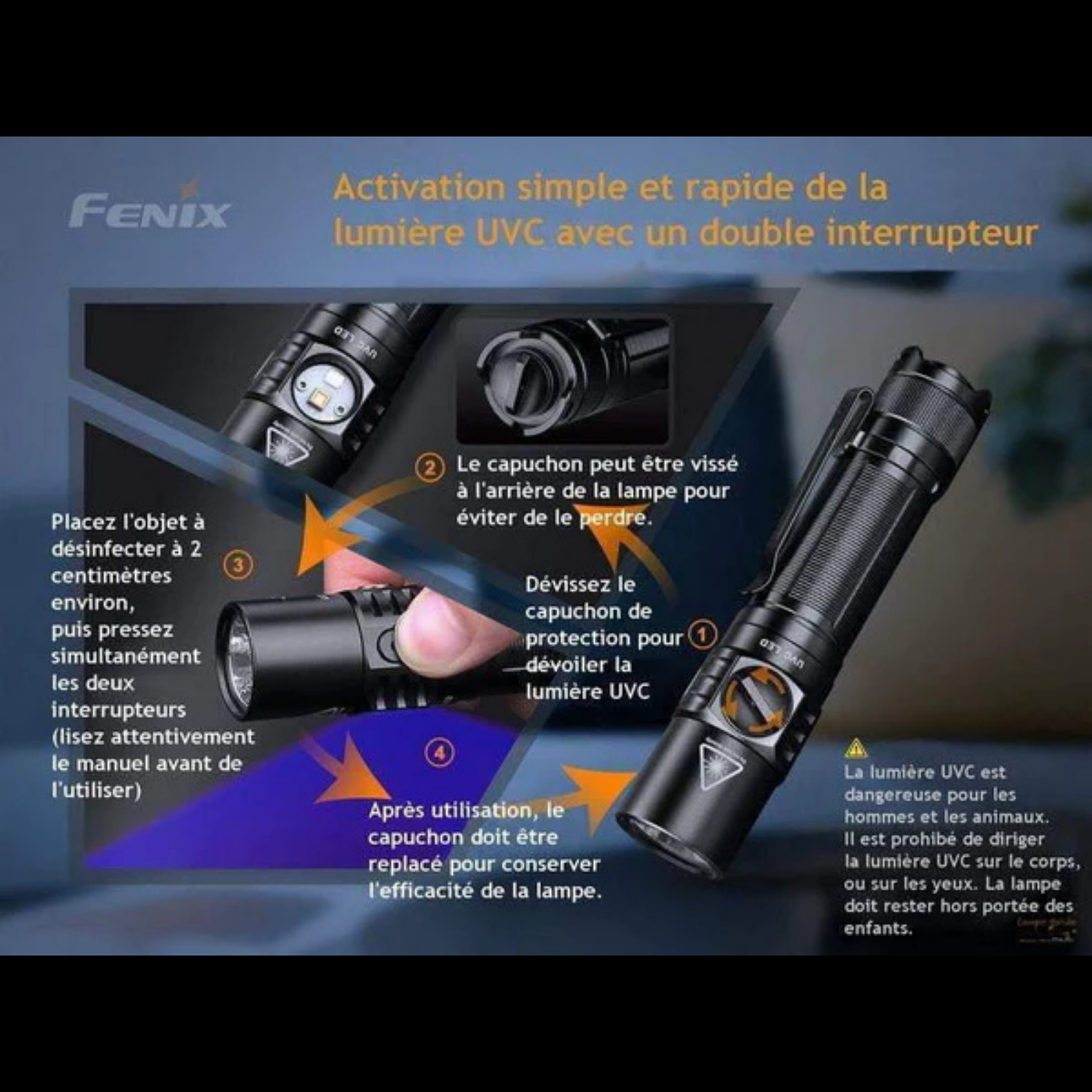 Lampe Tactique FENIX LD32 UVC – 1200 lumens rechargeable FENIX