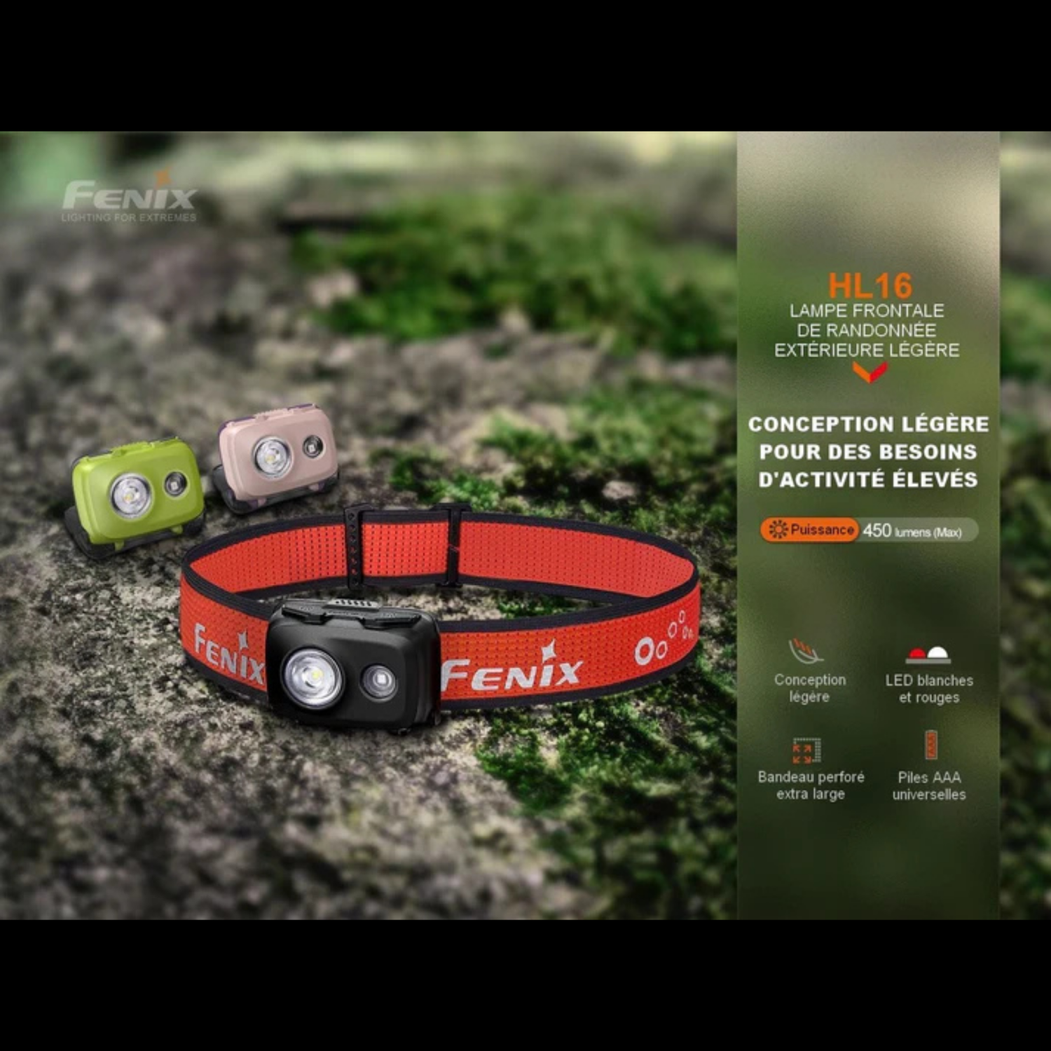 Lampe frontale FENIX HL16 – 450 lumens FENIX
