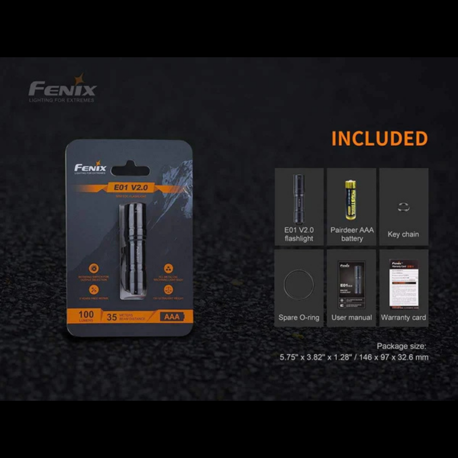 Lampe EDC FENIX E01 V2.0 – 100 lumens AAA FENIX