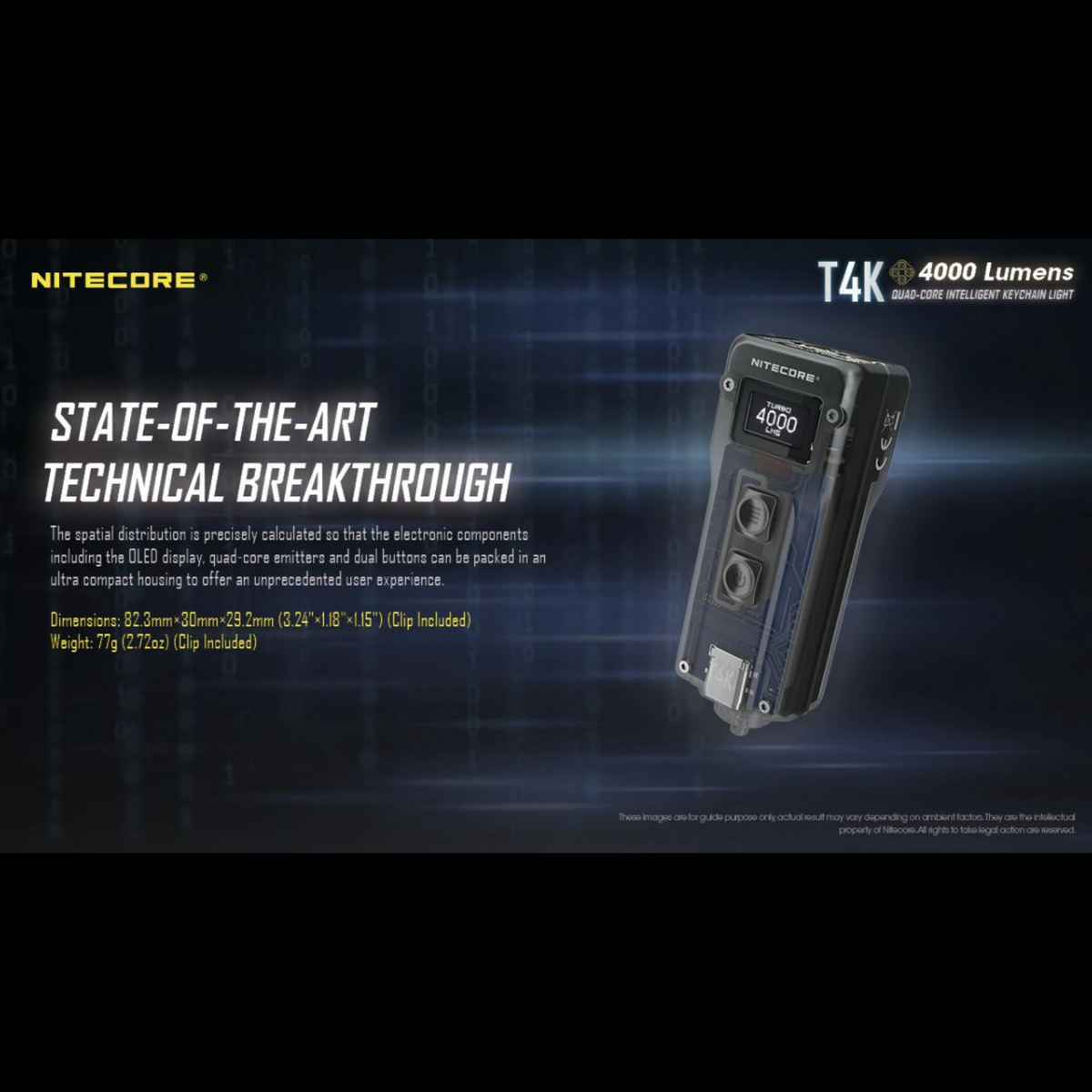 Lampe porte-clés NITECORE T4K – 4000 lumens NITECORE