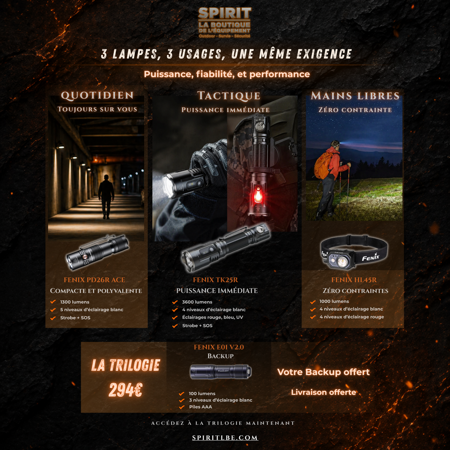 Pack TRILOGIE Éclairage FENIX FENIX
