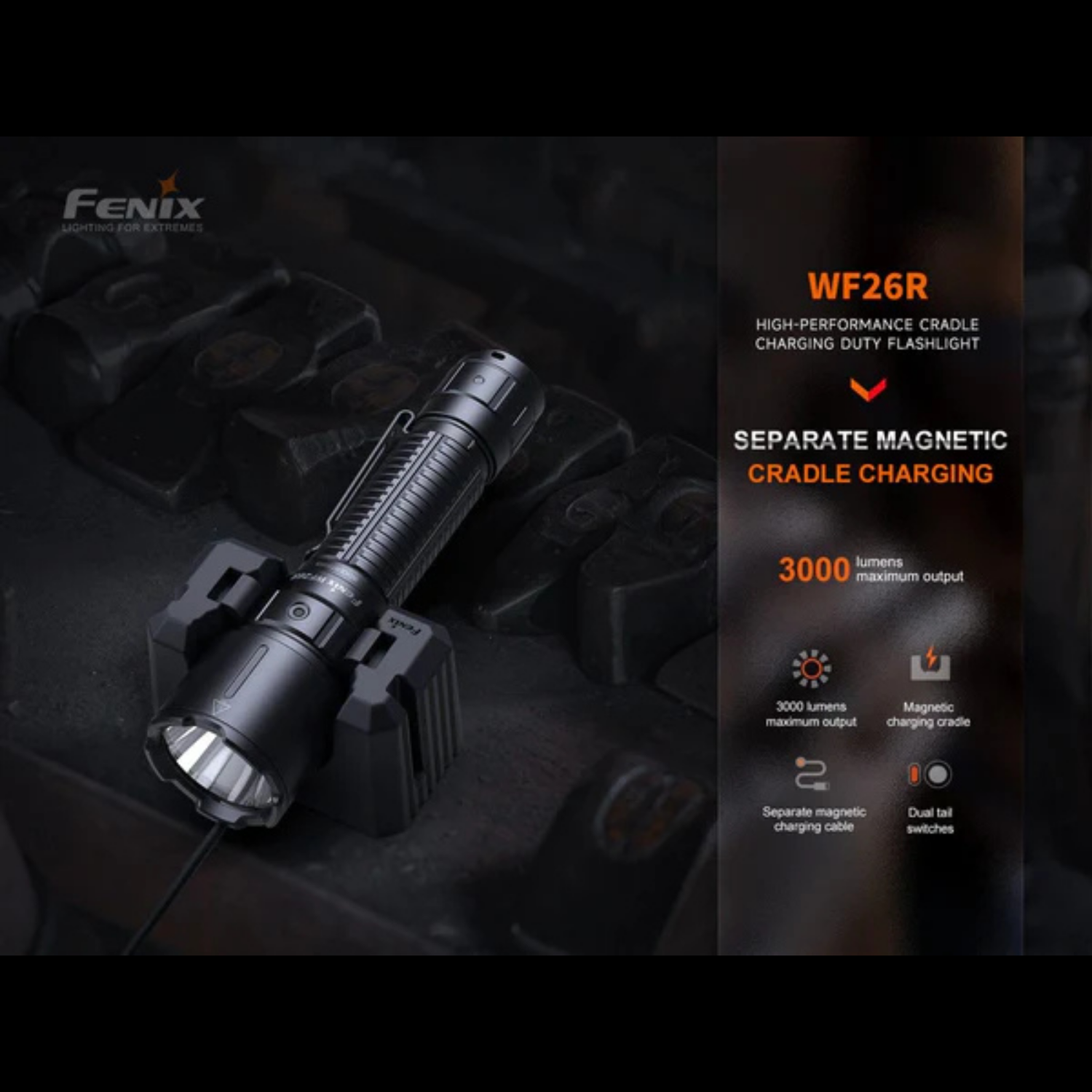 Lampe Tactique FENIX WF26R – 3000 lumens rechargeable FENIX