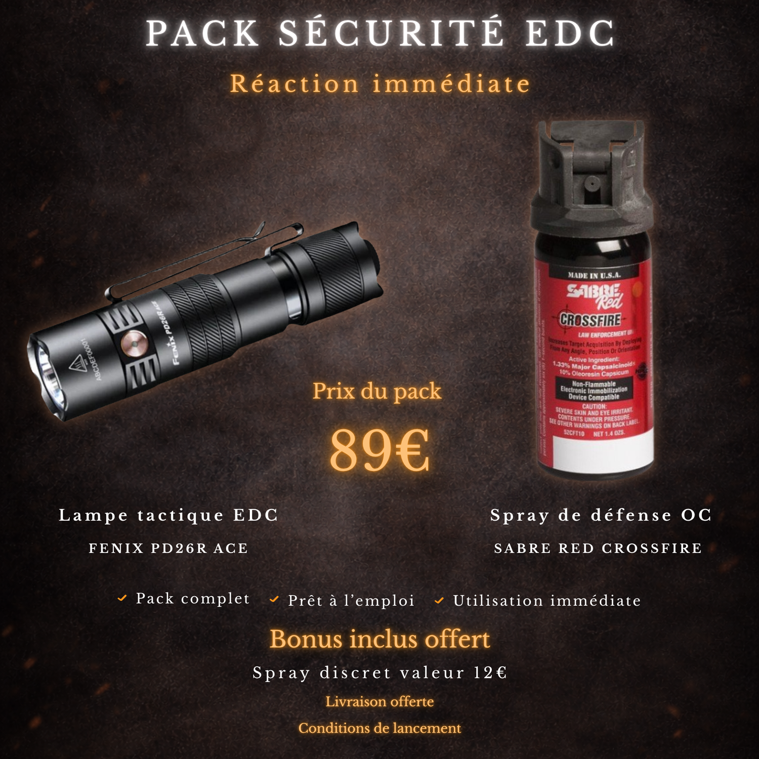 Pack EDC Sécurité Fenix / Sabre Red