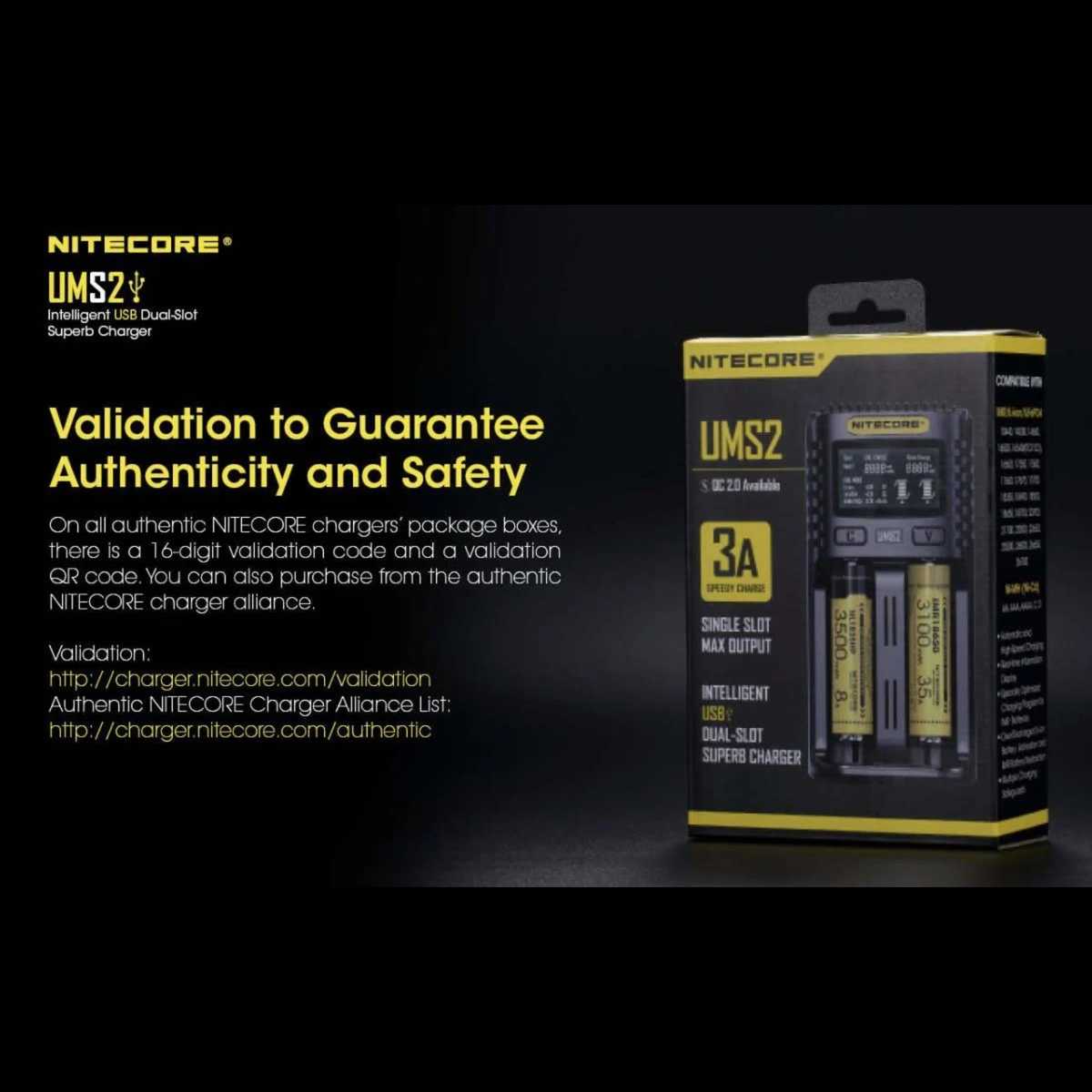 Chargeur rapide NITECORE UMS2 – 2 ports NITECORE
