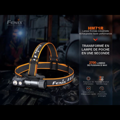 Lampe frontale FENIX HM71R – 2700 lumens rechargeable FENIX