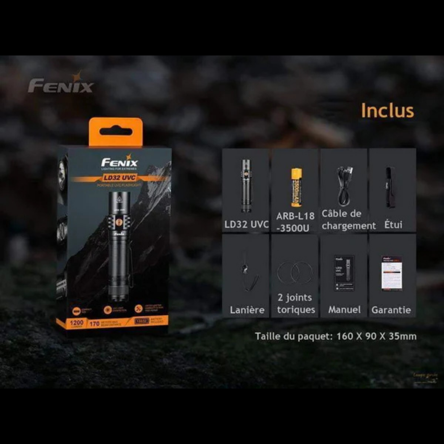 Lampe Tactique FENIX LD32 UVC – 1200 lumens rechargeable FENIX