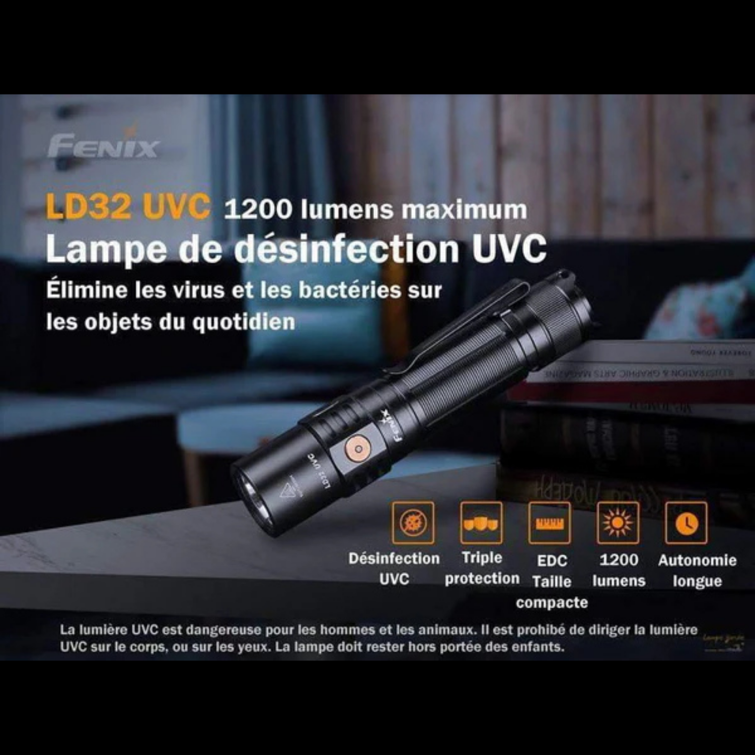 Lampe Tactique FENIX LD32 UVC – 1200 lumens rechargeable FENIX