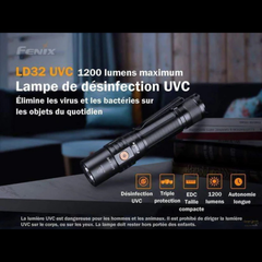 Lampe Tactique FENIX LD32 UVC – 1200 lumens rechargeable FENIX