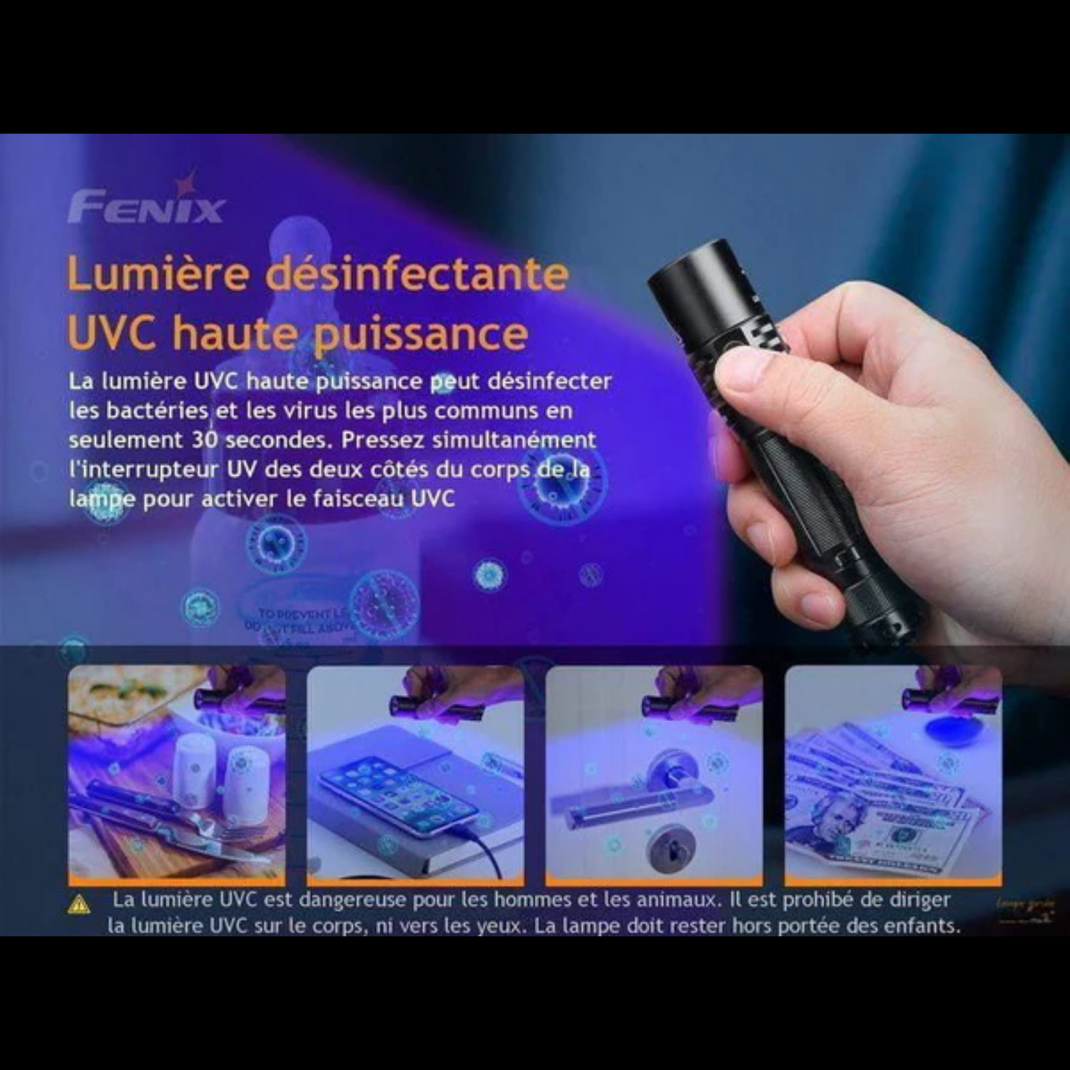 Lampe Tactique FENIX LD32 UVC – 1200 lumens rechargeable FENIX