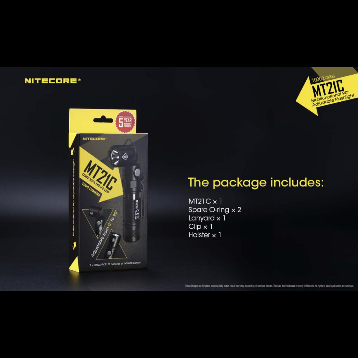 Lampe NITECORE MT21C – 1000 lumens – tête orientable 90° NITECORE